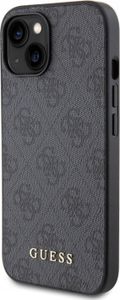 Guess 4G Metal Gold Logo - pouzdro pro iPhone 15 (šedé)