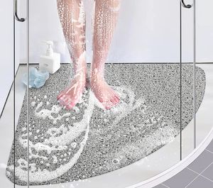 Duschmatte rutschfeste, Sicherheits Halbrunde Duschmatte, PVC Luffa Badewannenmatte mit Ablauflöchern, Viertelkreis-Duschmatte für Eckdusche Duschraum, Schnell trocknend