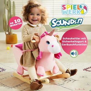 DEUBA® Schaukeltier Schaukelpferd Plüsch Schaukelspielzeug Wippe Kinder Baby Spielzeug, Tierart:Einhorn