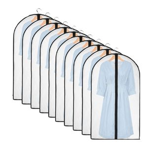 Transparente Kleidersack Kleiderhüllen Abdeckung mit Reißverschluss, Kleiderschutzhüllen Jacke Mantel Kleider Abendkleider,（Transparent+Schwarz）
