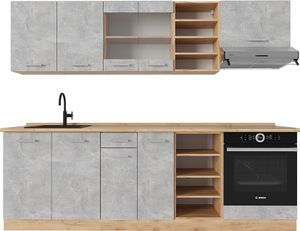 Vicco Küchenzeile R-Line, 240 cm , AP Eiche, Beton/Goldkraft Eiche