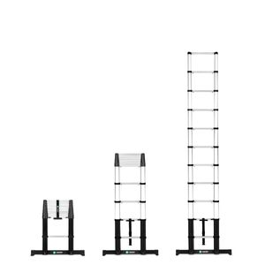 VONROC Profi Teleskopleiter 3,2m 2023, Leiter ausziehbar, Aluleiter klappbar - Ausziehbare Leiter aus Aluminium - Extra leicht, Anti-rutsch, Stabilisatoren und Softclose - EN 131-6 konform