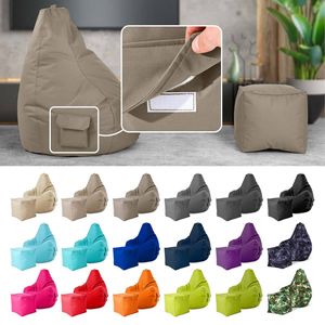 2er Sitzsack Set - Cozy Sitzsack + Cube Hocker - Khaki