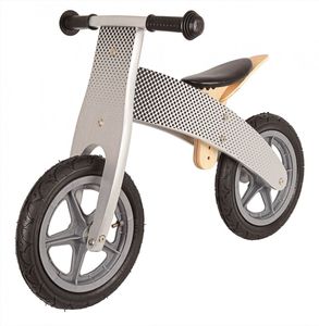 Laufrad aus Echtholz von United Kids Lauflernrad mit Luftbereifung aus Holz Fahrrad 12 Zoll , Farbe:Silber