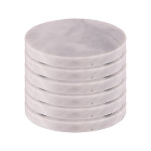 6x Weiß 10cm Marmor Runde Untersetzer - Rustikal Stein Heim Bar Küche Esstisch Gedeck & Tischset - von Argon Ta