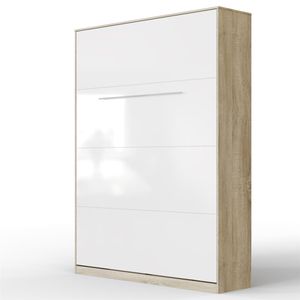 SMARTBett Schrankbett Standard  Eiche Sonoma/Weiss Hochglanzfront 140 Vertikal