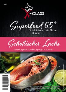 X-CLASS Superfood 65 Schottischer Lachs getreidefreies Trockenfutter für ausgewachsene ältere Hunde / Senior, 12kg