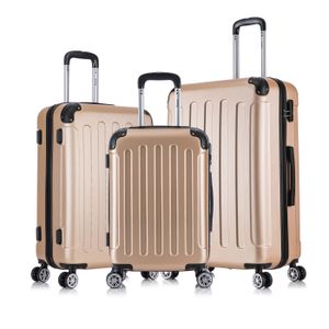 Flexot® F-2045 Kofferset Koffer Reisekoffer Hartschale Handgepäck Bordcase Doppeltragegriff mit Zahlenschloss Gr. M - L - XL Gold