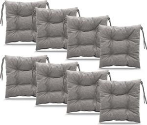 Mg Design sada 8 vankúšov na stoličku 40x40 cm sivá - vankúš na stoličku s popruhmi, prešívaný vankúš, podlahový vankúš - vankúš na sedenie pre záhradnú stoličku, na vnútorné a vonkajšie použitie