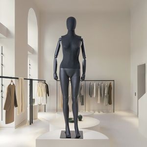 Schöne abstrakte schwarz Matt lackierte Schaufensterpuppe Gratis Deckel. Stoffbezogener Oberkörper (F7MB-8 Frau stehend schwarz)