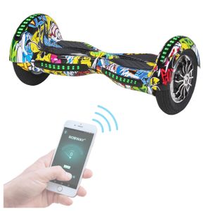 ROBWAY W3 - Hoverboard für Erwachsene & Kinder - 10 Zoll - 800 Watt - 15,00 km/h - Self-Balance-Scooter -Bluetooth - App (Gelb Graffiti)