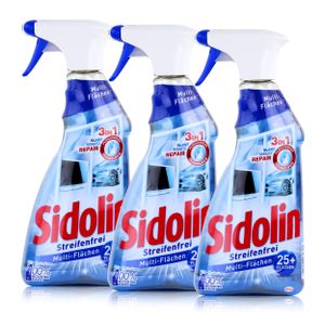 Sidolin Streifenfrei Multi-Flächen 500ml - Glasreiniger (3er Pack)