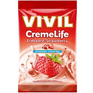 Vivil Creme Life Erdbeer fruchtige Lutschbonbons zuckerfrei 110g