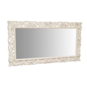 Spiegel barock 200x112x6 cm, Wandspiegel groß mit Holzrahmen, Ganzkörperspiegel, Weiß