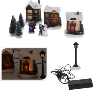 Winter Weihnachtsdorf mit LED Beleuchtung | 10-teiliges Weihnachtsstadt Set (Batteriebetrieben)