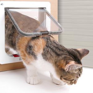 Fiqops Katzenklappe Katzenklappen 4 Wege Katzentür PetSafe mit Tunnel Katzen Hundeklappe