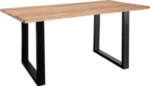 Baumkante Esstisch Sheesham-Holz naturbelassen 180x90 schwarz MAREK