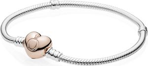 Pandora Rose 580719 Schlangen-Gliederarmband mit Herz-Verschluss 18 cm