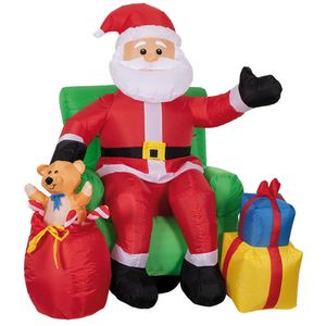 aufblasbarer Weihnachtsmann XXL im Sessel mit Geschenken und Sack
