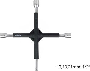 AMiO Kreuzschlüssel, Gummigriff, 17–19–21 mm, 1/2 Zoll, Rot