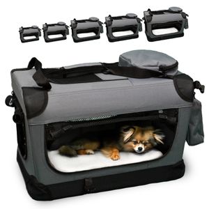 Transporttasche Hundebox faltbar Hundetasche für Katze Haustiere 60x42x42 M grau