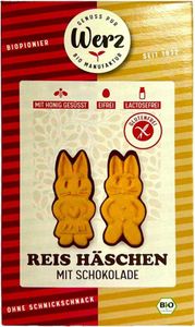 Werz Reis Häschen mit Schokolade Vollkornkekse glutenfrei -- 125g Werz Reis Häschen mit Schokolade Vollkornkekse glutenfrei -- 125g
