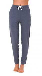 Damen Pyjama Hose lang- Mix & Match – unifarben- ideal zum kombinieren  222 90 902, Größe:44/46, Farbe:blaumelange
