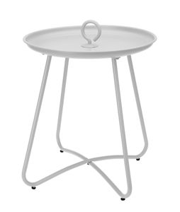 Kovový odkládací stolek s držadlem - šedý - cca 40 x 46 cm