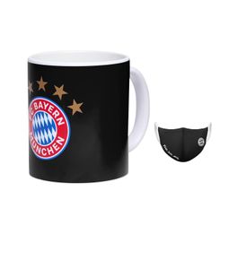 FC Bayern München FCB TASSE Becher Kaffeetasse 5 Sterne SCHWARZ inkl. MASKE SCHWARZ, ‎28727