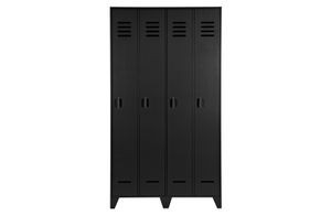 WOOOD Stijn Schließfachschränk Schwarz - 2-Türiger Kleiderschrank Kieferholz 103x187x40 cm