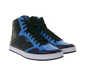 K1X | Kickz Shorty H1top le Damen Echtleder Sneaker coole High Top Schuhe 6000-0002/4617 Schwarz/Blau, Größe:38 1/2