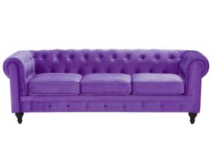 BELIANI Sofa Violett Samtstoff 3-Sitzer Chesterfield Stil Glamourös Wohnzimmer