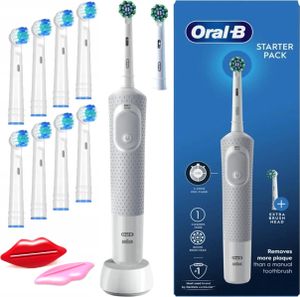 Oral-B | Elektrische Zahnbürste - Vitality 100 Cross Action - Weiß - inkl. 8 Ersatzköpfe und Zubehör