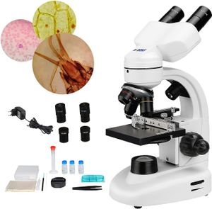 Svbony Mikroskope, 80X-1600X für Kinder Studenten Erwachsene, mit WF10x WF20x Okularen, Professionelle Mikroskop für Schullabor Zuhause Biologische Bildung