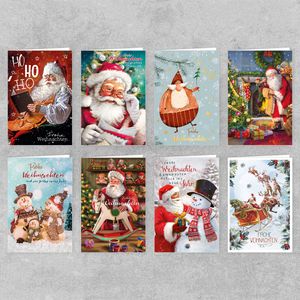 PremiumLine Weihnachtskarten Set 8 Stück mit Umschlag Frohe Weihnachten Weihnachtsmann klassische edle Grußkarte Klappkarte