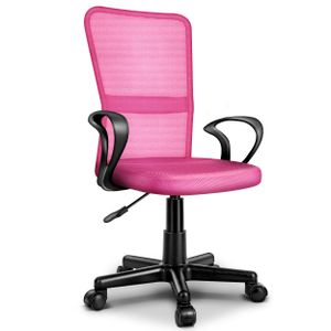 TRESKO Bürostuhl pink Schreibtischstuhl Drehstuhl, mit Armlehnen & Kunststoff-Leichtlaufrollen, stufenlos höhenverstellbar, gepolsterte Sitzfläche, ergonomische Passform