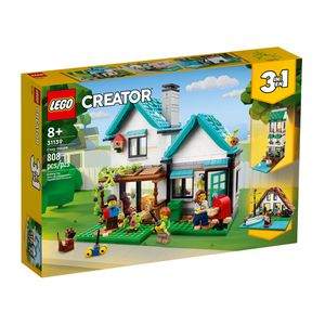 LEGO 31139 Creator 3in1 Gemütliches Haus Set, Modellbausatz mit 3 verschiedenen Häusern plus Familien-Minifiguren und Zubehör, Geschenk für Kinder, Jungen und Mädchen