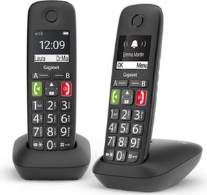 Gigaset E290 Duo Telefon analogowy/DECT Identyfikator połączenia Czarny