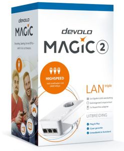 Devolo Magic 2 LAN-Triple-Ethernet mit 2400 Mbit / s White Magic 2 LAN-Triple-Ethernet mit 2400 Mbit / s, IEEE 802.1p, IEEE 802.3, IEEE 802.3ab, IEEE 802.3az, IEEE 802.3u, IEEE 802.3x, Typ