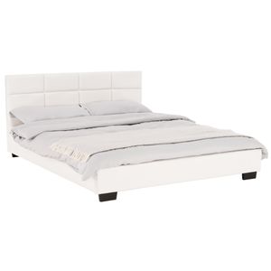 Manželská postel s roštem, 160x200, bílá , MIKEL
