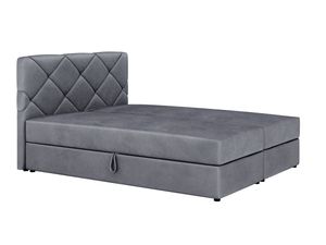 MOB, Manželská postel Boxspring 180x200 cm - Karum (tmavě šedá) (s matrací a roštem)