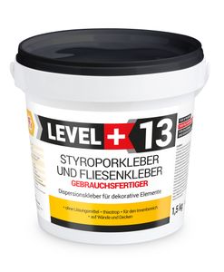 Lepidlo na polystyrén pripravené na použitie 1,5 kg Biele dekoračné lepidlo na korkové obklady Level+13
