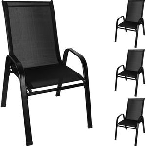 Gartenstuhle 4er Set mit Armlehnen Wetterfest Stapelbare Gartenstühle Stahl und Textilene Schwarz 20871