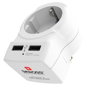 Skross Europe to US USB Reisestecker Weiß Adapter 2 USB-Anschlüsse 100-250 V