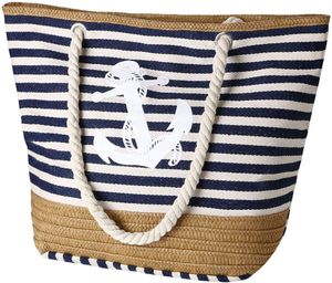 Velká plážová taška na zip a vnitřní kapsou, voděodolná plážová taška, nákupní taška shopper pro ženy, taška přes rameno nákupní taška - modrá