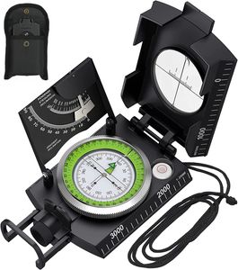 Touringkompass, Militär Marschkompass, Profi Taschenkompass, Peilkompass Kompass Compass mit Klinometer Tragschlaufe Tasche für Jagd Wandern und Aktivitäten im Freien