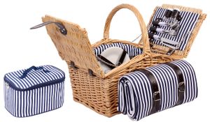 Weiden - Picknickkorb für bis zu 4 Personen mit Decke und Kühltasche - Komplettsett