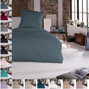 2 tlg Bettwäsche Bettgarnitur Bettbezug 135 x 200 cm 100% Baumwolle Bettwäschen, Farbe:Lila