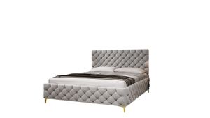 FURMEB24 - FIANO 120 x 200 cm - Postel Boxspring s podnožkou včetně matrace Belluci Classic - Čalouněná postel s dřevěným rámem - Manželská postel s vysokým podhlavníkem - Čalouněná - Amor Velvet - šedá