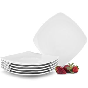 Konsimo Dezertní talíř 6 ks. "CARLINA", bílý, porcelán, Italská jídelna, 19x19 cm